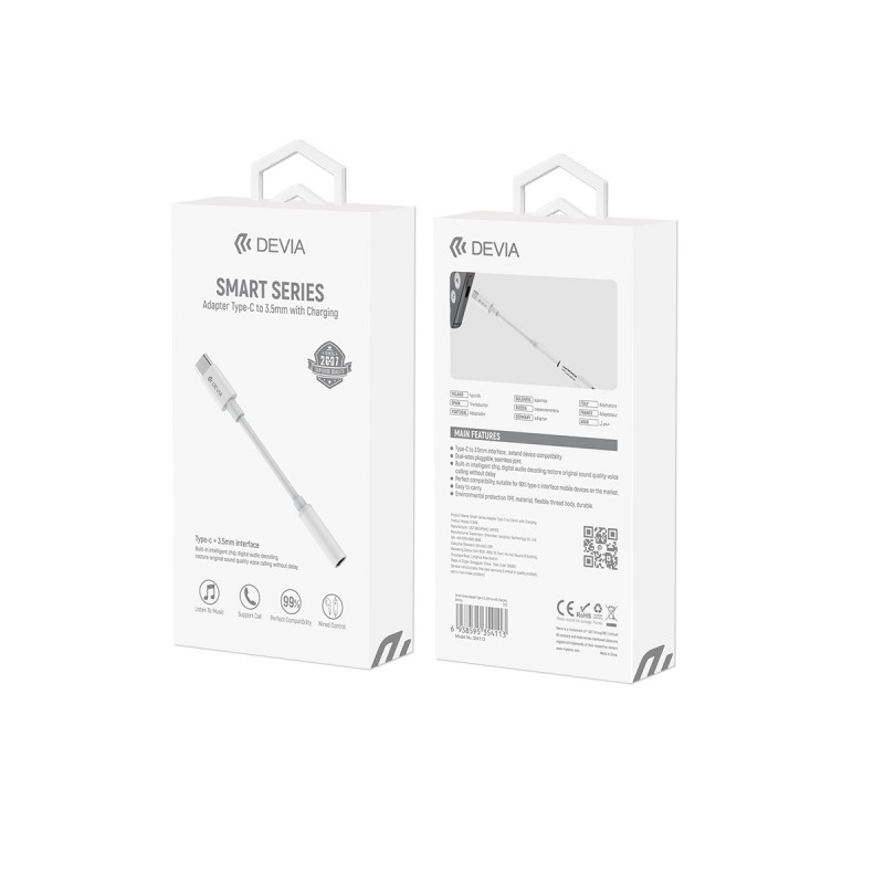 Αντάπτορας Devia Smart Type-C to 3.5 mm Jack Stereo Adapter White