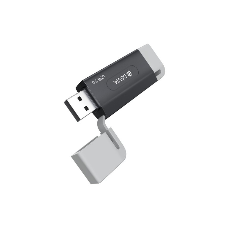 Αντάπτορας Card Reader Devia 2in1 EL240 USB/USB-C 3.0 Black