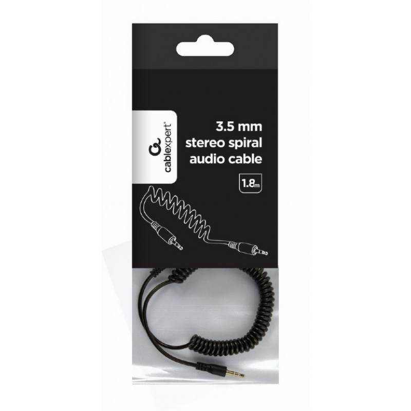 Καλώδιο Audio Cablexpert Jack to Jack Stereo Spiral 3.5mm 1.8m Black