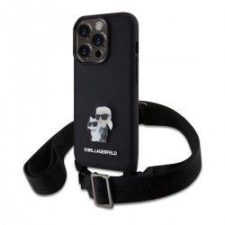 Θήκη Karl Lagerfeld Saffiano Crossbody Strap Metal Karl and Choupette Case Apple iPhone 15 Pro Max (6.7") Black