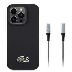 Θήκη Lacoste Iconic Petit Pique Woven Logo MagSafe Case for iPhone 16 Pro (6.1")+ USB-C/USB-C Data Cable Black