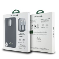 Θήκη Lacoste Iconic Petit Pique Woven Logo MagSafe Case for iPhone 16 Pro (6.1")+ USB-C/USB-C Data Cable Black