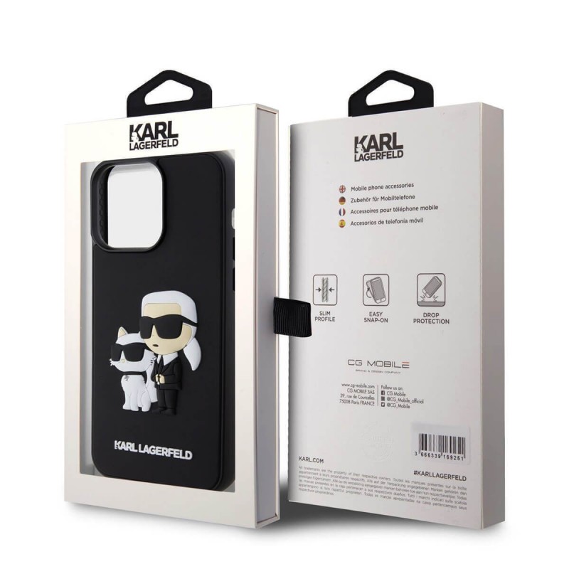 Θήκη Karl Lagerfeld 3D Rubber Karl and Choupette Case Apple iPhone 15 Pro Max (6.7") Black