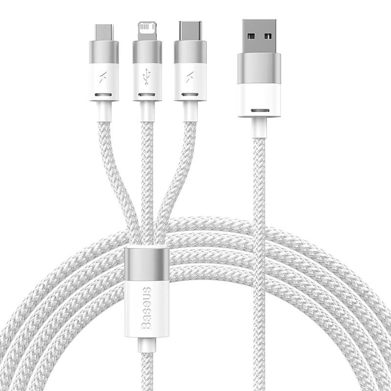 Καλώδιο Baseus StarSpeed Series 3in1 USB to Type-C / micro USB / Lightning Cable 3.5A 1.2m White