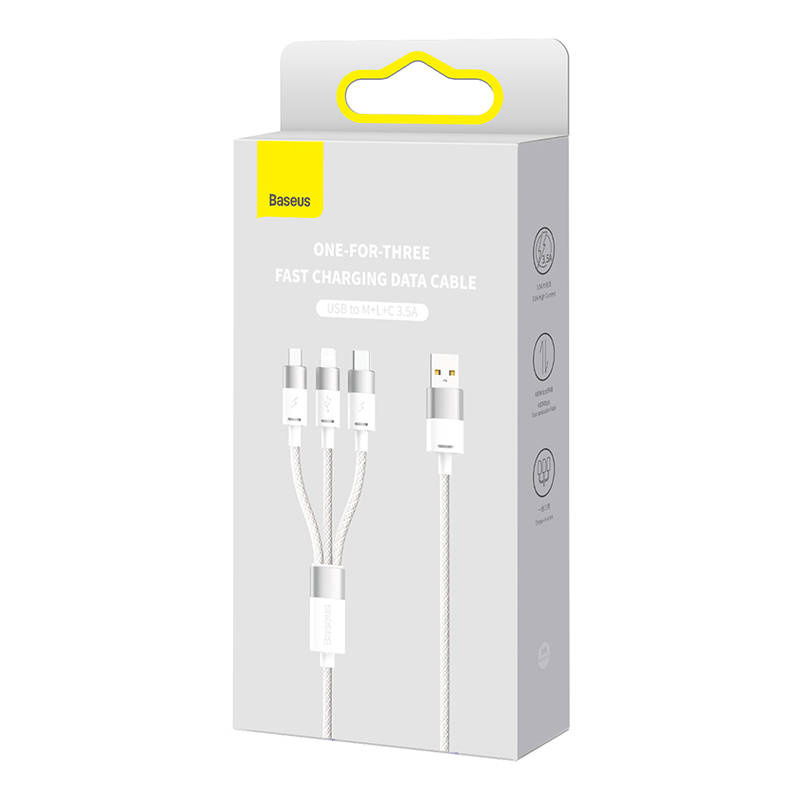 Καλώδιο Baseus StarSpeed Series 3in1 USB to Type-C / micro USB / Lightning Cable 3.5A 1.2m White