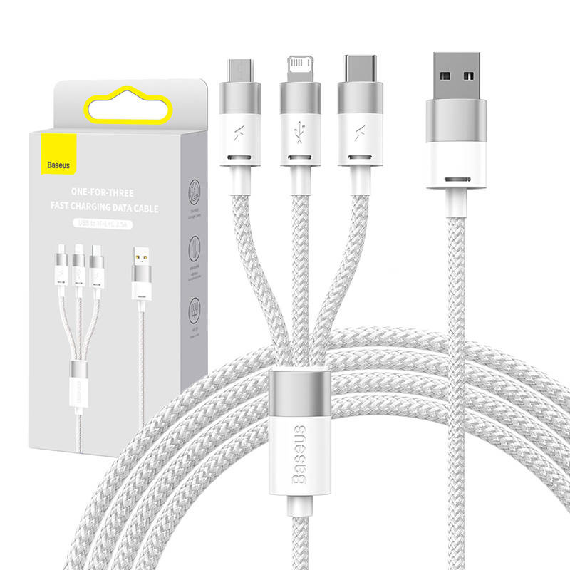 Καλώδιο Baseus StarSpeed Series 3in1 USB to Type-C / micro USB / Lightning Cable 3.5A 1.2m White