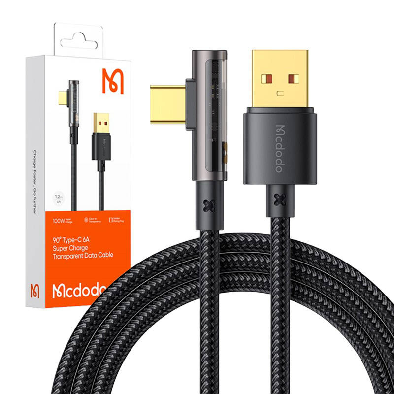 Καλώδιο Data Mcdodo  USB to USB-C Prism 90 degree 6A 1.2m Black (CA-3380)