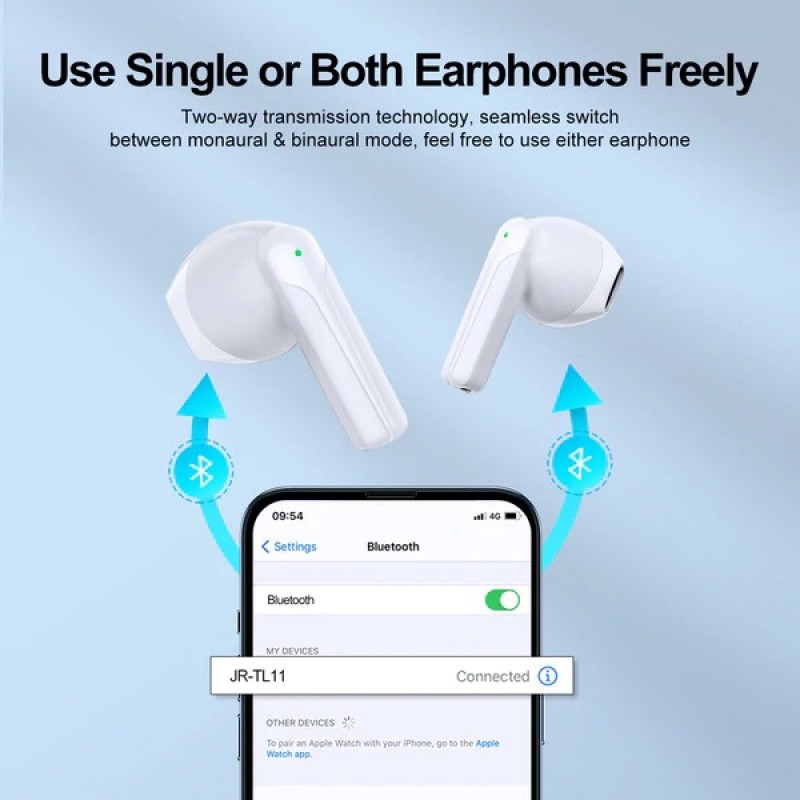 Ακουστικά Bluetooth Joyroom JR-TL11 Dual-Mic ENC TWS WIreless Earphones White Ακουστικά Bluetooth Joyroom JR-TL11 Dual-Mic ENC TWS WIreless Earphones White