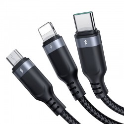 Καλώδιο Joyroom S-A18 USB to Lightning / Type-C / micro USB Multi-Use Cable 3.5A Black Καλώδιο Joyroom S-A18 USB to Lightning / Type-C / micro USB Multi-Use Cable 3.5A Black