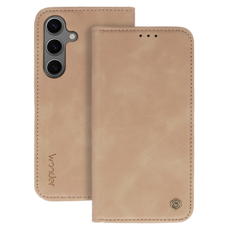 Θήκη Book Wonder Smart Samsung Galaxy S25 Ultra 5G S938 Cappucino