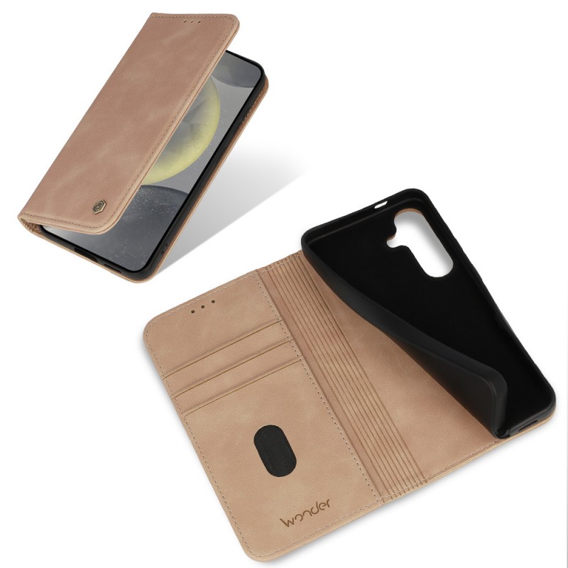Θήκη Book Wonder Smart Samsung Galaxy S25 Ultra 5G S938 Cappucino