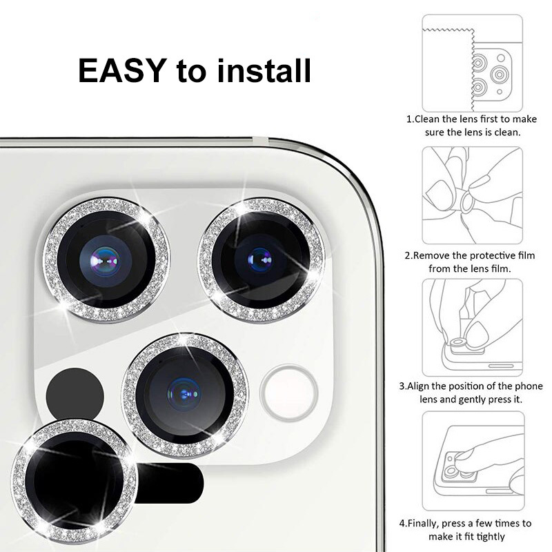 Γυαλί Προστασίας Hard Diamond Camera Lens with Metal Ring  Iphone 16 (6.1'')/16 Plus (6.9") Tempered Glass 9H AntiCrash / AntiShock Gold