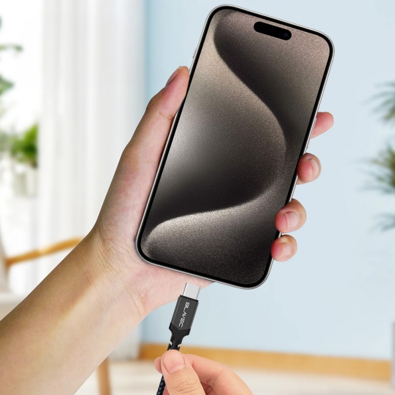 Καλώδιο Blavec Fast Charging Cable Raptor Braided - USB to Type C - PD 66W 6A 2m (CRA-UC6BG20) Black-Grey Καλώδιο Blavec Fast Charging Cable Raptor Braided - USB to Type C - PD 66W 6A 2m (CRA-UC6BG20) Black-Grey