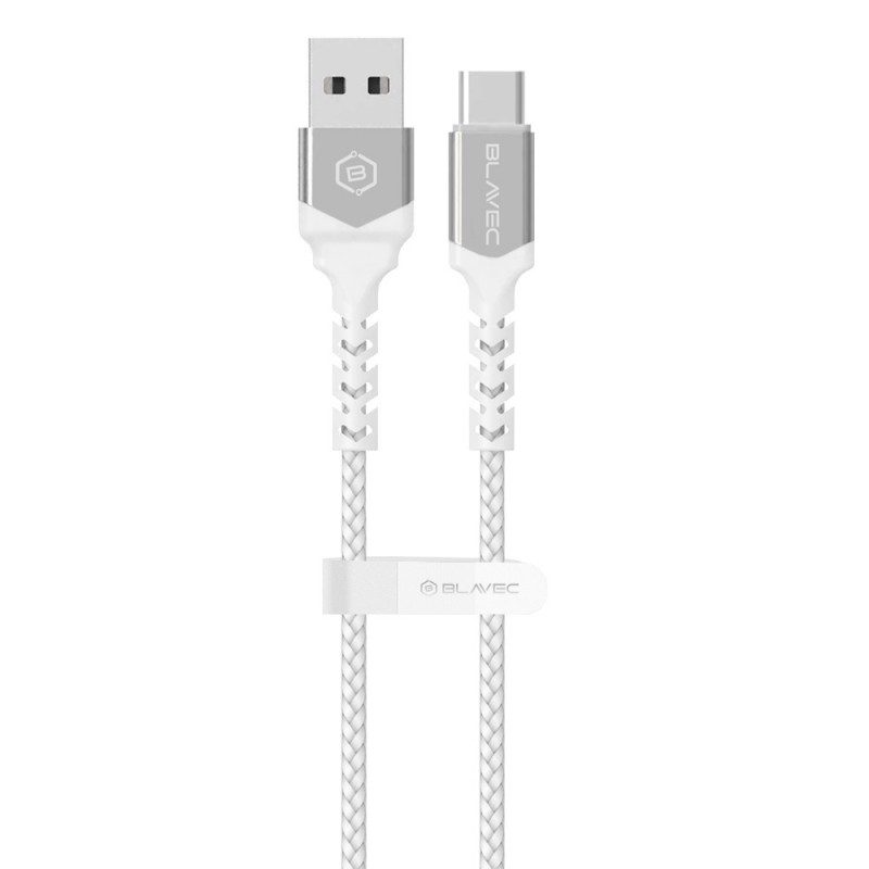 Καλώδιο Blavec Fast Charging Cable Raptor Braided - USB to Type C - PD 66W 6A 2m (CRA-UC6BG20) White-Silver Καλώδιο Blavec Fast Charging Cable Raptor Braided - USB to Type C - PD 66W 6A 2m (CRA-UC6BG20) White-Silver