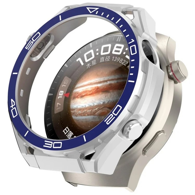 Θήκη PC Protective Case High-End Anti-Drop Watch Frame Huawei Watch 4 Pro Silver-Blue