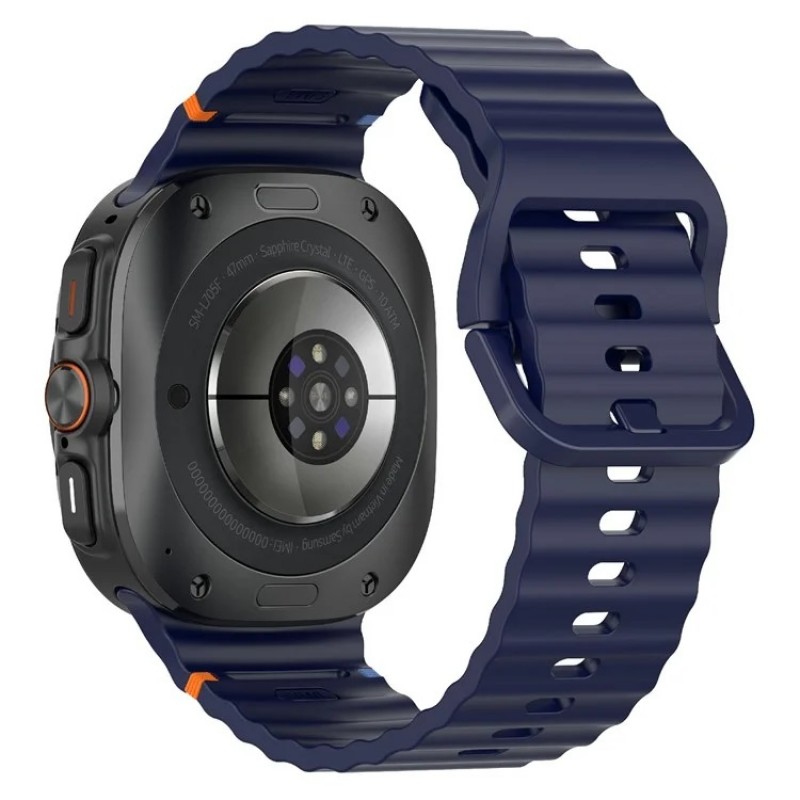 Ανταλλακτικό λουράκι Silicone Wave Pattern Samsung Galaxy Watch Ultra (47mm) Midnight Blue
