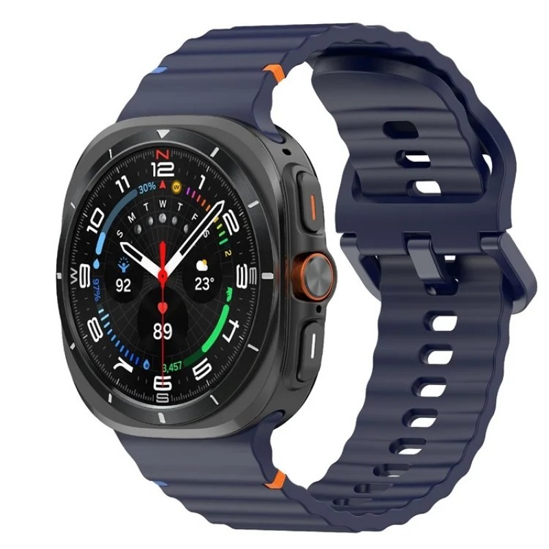 Ανταλλακτικό λουράκι Silicone Wave Pattern Samsung Galaxy Watch Ultra (47mm) Midnight Blue