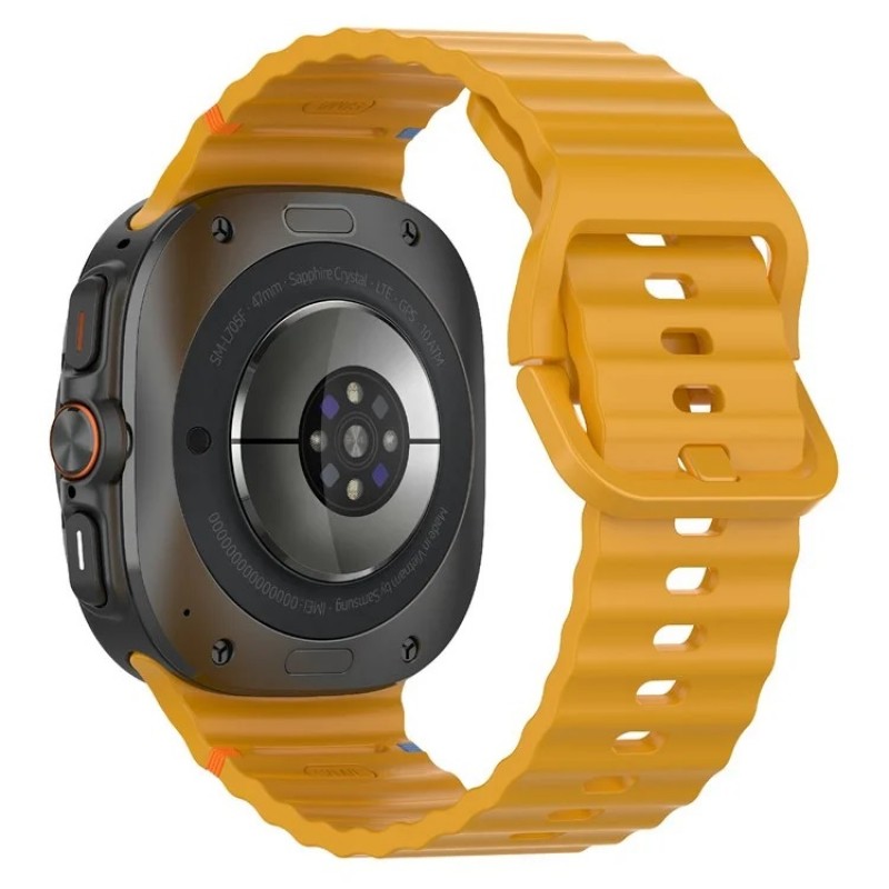 Ανταλλακτικό λουράκι Silicone Wave Pattern Samsung Galaxy Watch Ultra (47mm) Yellow