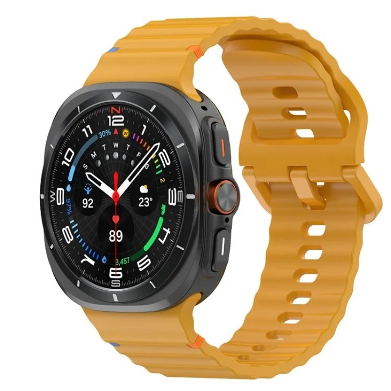 Ανταλλακτικό λουράκι Silicone Wave Pattern Samsung Galaxy Watch Ultra (47mm) Yellow