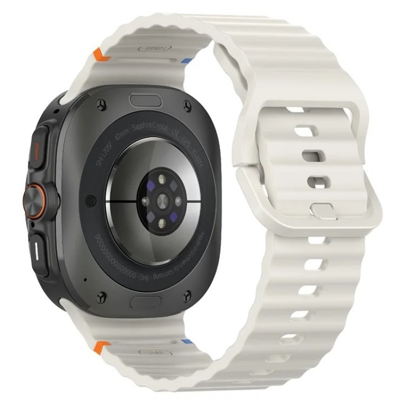 Ανταλλακτικό λουράκι Silicone Wave Pattern Samsung Galaxy Watch Ultra (47mm) Starlight