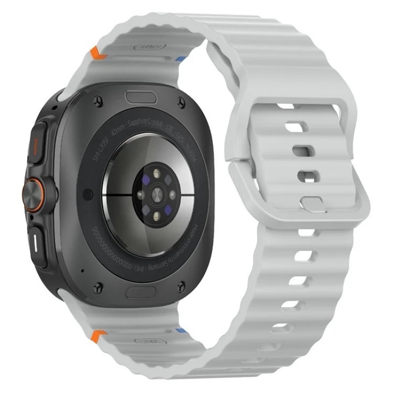 Ανταλλακτικό λουράκι Silicone Wave Pattern Samsung Galaxy Watch Ultra (47mm) Grey