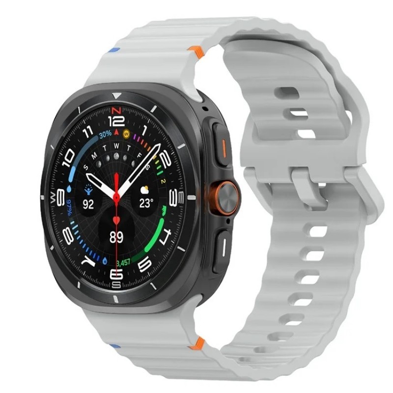 Ανταλλακτικό λουράκι Silicone Wave Pattern Samsung Galaxy Watch Ultra (47mm) Grey