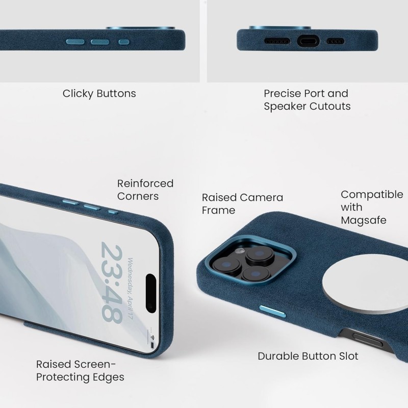 Θήκη Alcantara Full Wrap Case with MagSafe Apple iPhone 16 Pro Max (6.9") Blue