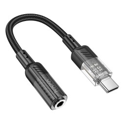 Αντάπτορας Hoco Type C to Jack 3,5 mm LS37 Transparent Black