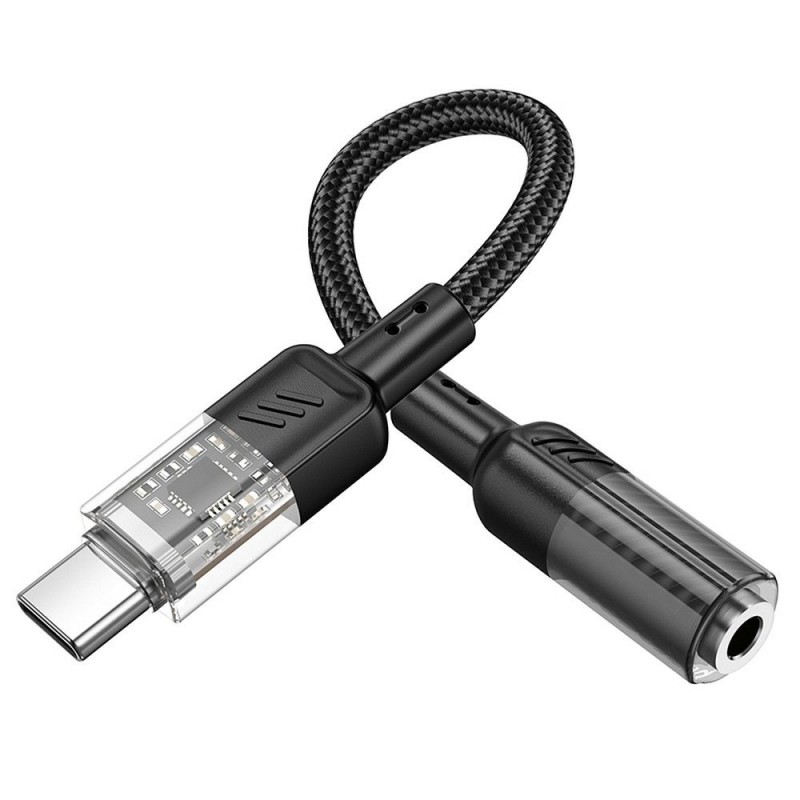 Αντάπτορας Hoco Type C to Jack 3,5 mm LS37 Transparent Black