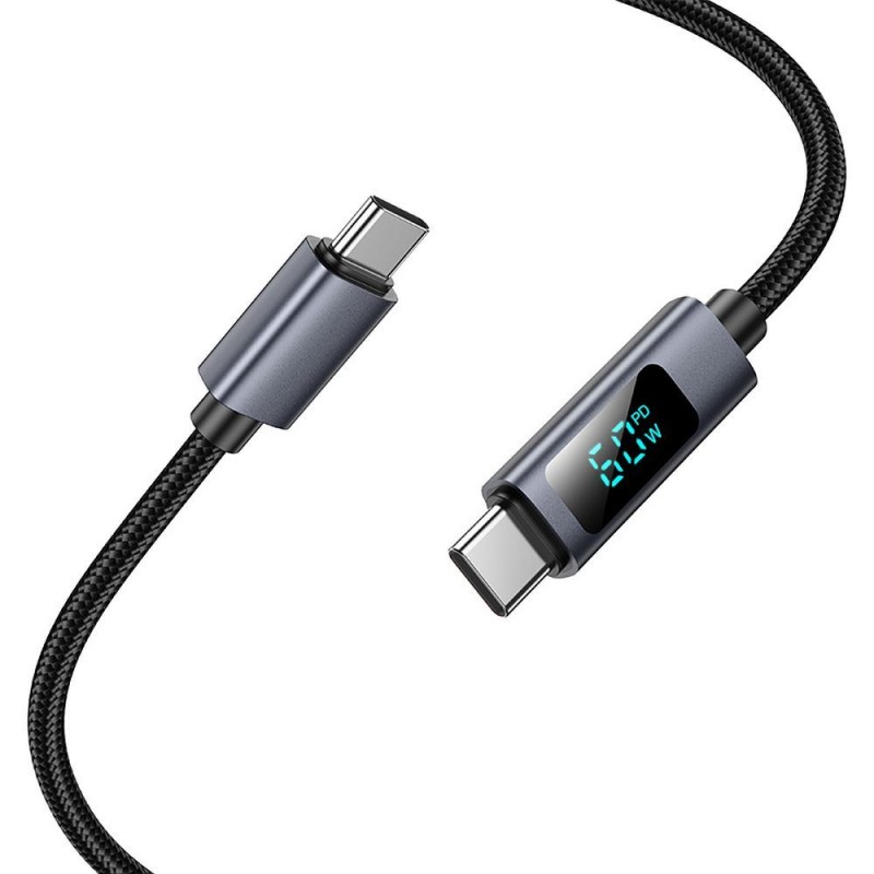 Καλώδιο Data Hoco Type C to Type C with Display 3A 60W X112 1m Black Καλώδιο Data Hoco Type C to Type C with Display 3A 60W X112 1m Black