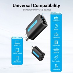 Μετατροπέας Vention USB-C Male σε USB-A Female (CDTB0) Black
