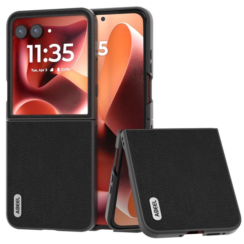 Θήκη ABEEL Real Leather Case Motorola Razr 60 Ultra Black
