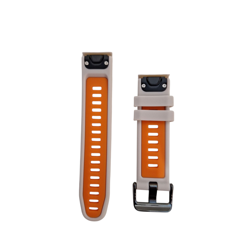 Ανταλλακτικό λουράκι Quickfit Cross Striped Double-Color για Garmin Fenix 5/5 Plus/6/6 Pro/7/Forerunner 945/935 (22mm) Grey / Orange