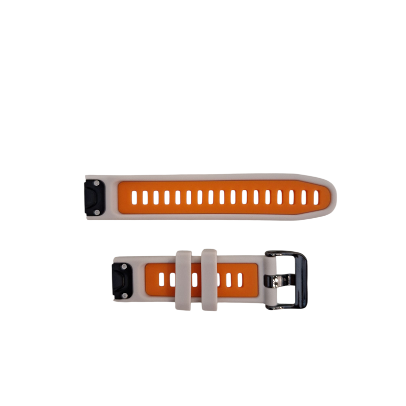 Ανταλλακτικό λουράκι Quickfit Cross Striped Double-Color για Garmin Fenix 5/5 Plus/6/6 Pro/7/Forerunner 945/935 (22mm) Grey / Orange