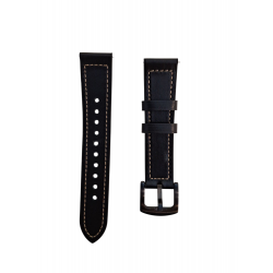 Ανταλλακτικό λουράκι Genuine Leather & Silicone για Samsung Galaxy Watch 7 / 6 / 6 Classic / 5 / 5 Pro/ 4 / 4 Classic Black