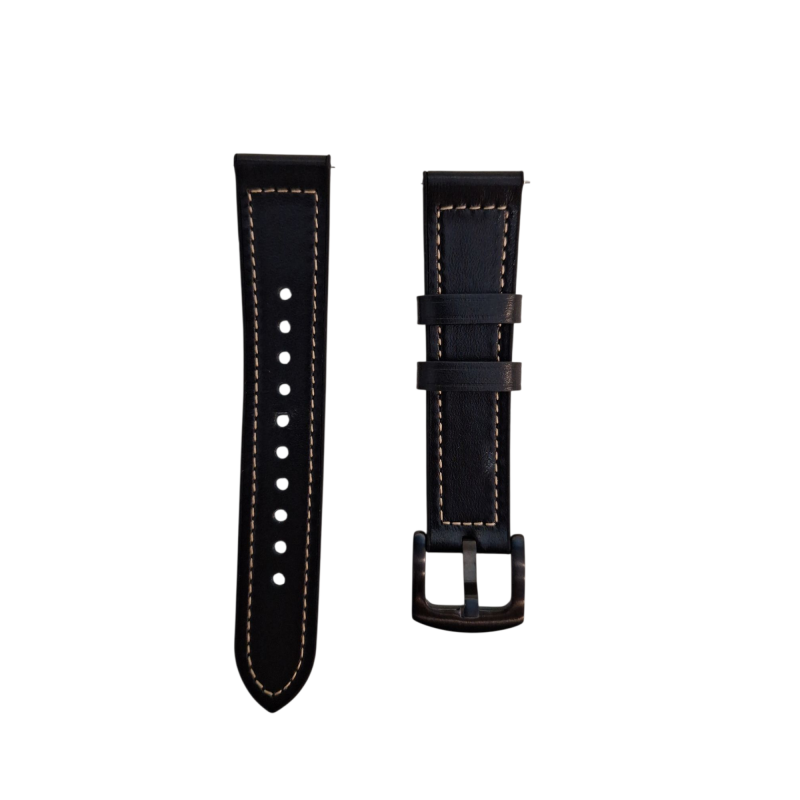 Ανταλλακτικό λουράκι Genuine Leather & Silicone για Samsung Galaxy Watch 7 / 6 / 6 Classic / 5 / 5 Pro/ 4 / 4 Classic Black