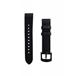 Ανταλλακτικό λουράκι Genuine Leather & Silicone για Samsung Galaxy Watch 7 / 6 / 6 Classic / 5 / 5 Pro/ 4 / 4 Classic Black