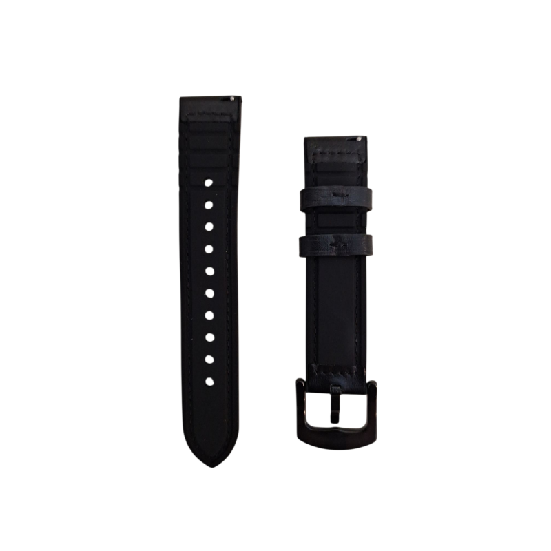 Ανταλλακτικό λουράκι Genuine Leather & Silicone για Samsung Galaxy Watch 7 / 6 / 6 Classic / 5 / 5 Pro/ 4 / 4 Classic Black