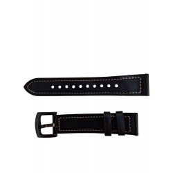 Ανταλλακτικό λουράκι Genuine Leather & Silicone για Samsung Galaxy Watch 7 / 6 / 6 Classic / 5 / 5 Pro/ 4 / 4 Classic Black