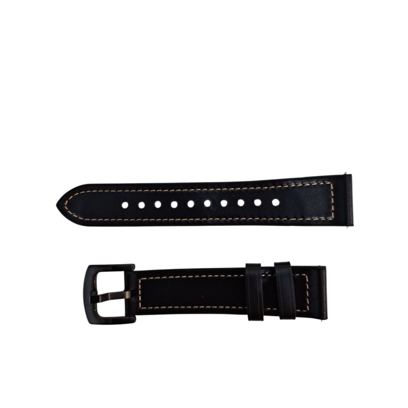Ανταλλακτικό λουράκι Genuine Leather & Silicone για Samsung Galaxy Watch 7 / 6 / 6 Classic / 5 / 5 Pro/ 4 / 4 Classic Black