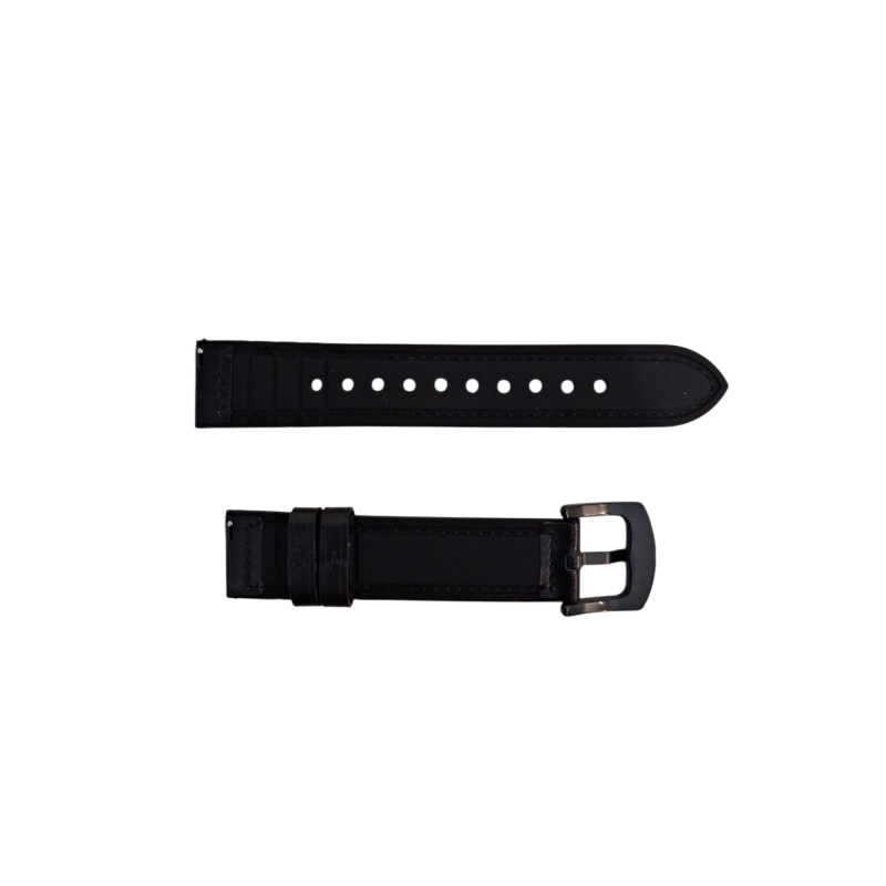 Ανταλλακτικό λουράκι Genuine Leather & Silicone για Samsung Galaxy Watch 7 / 6 / 6 Classic / 5 / 5 Pro/ 4 / 4 Classic Black