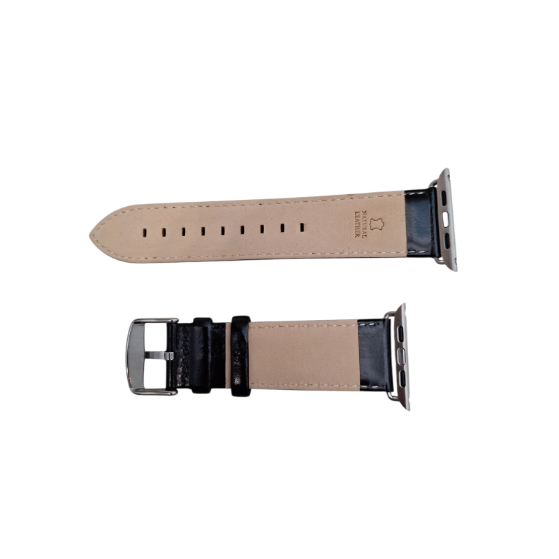 Ανταλλακτικό λουράκι QuickFit Leather With Silicone Buckle Apple Watch 1/2/3/4/5/6/SE/7/8 (42/44/45/49mm) Black