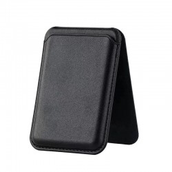 Magnetic Leather Πορτοφόλι Magsafe με θήκη για κάρτες Black