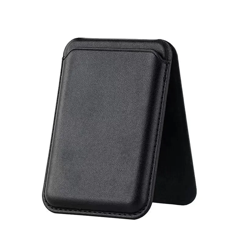 Magnetic Leather Πορτοφόλι Magsafe με θήκη για κάρτες Black