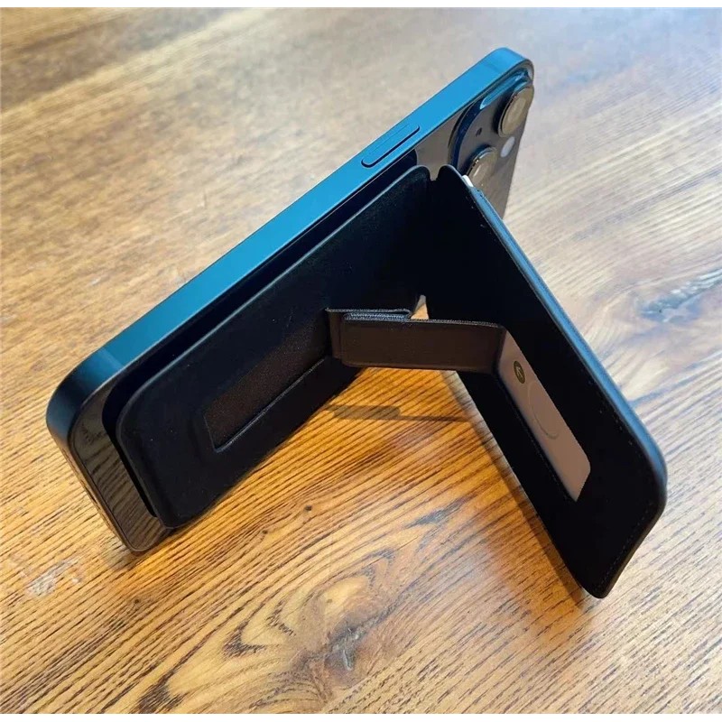 Magnetic Leather Πορτοφόλι Magsafe με θήκη για κάρτες Black