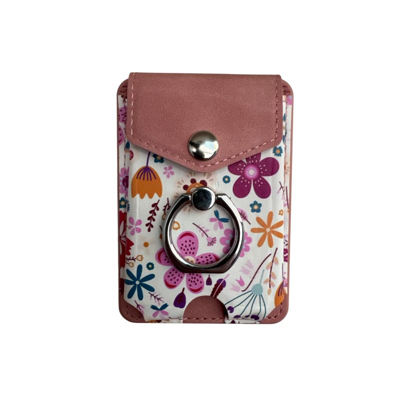 Universal Card Holder με Magsafe/Ring Sticker με Holder Colorful pattern Pink