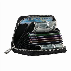 Leather PU Zipper Wallet με Built-in Case for Apple AirTag Black
