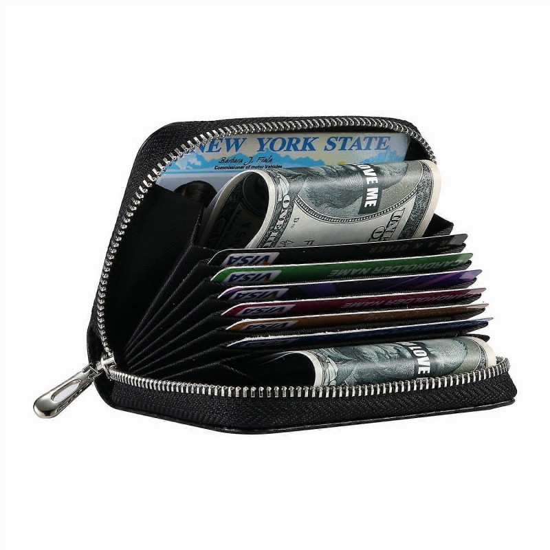 Leather PU Zipper Wallet με Built-in Case for Apple AirTag Black