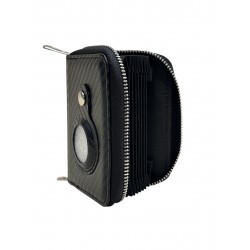 Leather PU Zipper Wallet με Built-in Case for Apple AirTag Black