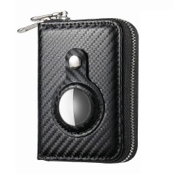 Leather PU Zipper Wallet με Built-in Case for Apple AirTag Black